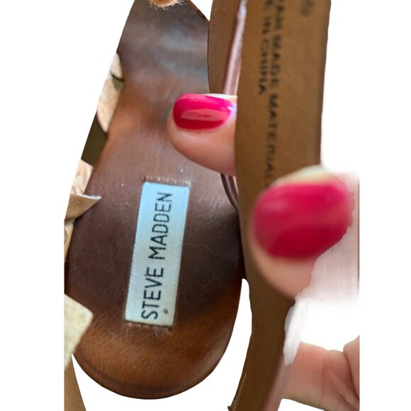 🍒 2/$20 🍒 Brown Steve Madden Strappy Wedge Sandals sz 9.5 - Picture 5 of 7